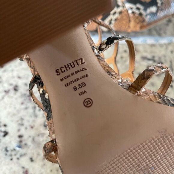Schutz Womens Snakeskin Print‎ Leather Caged Gladiator Julianna Sandals Tan 9.5 - Picture 7 of 9
